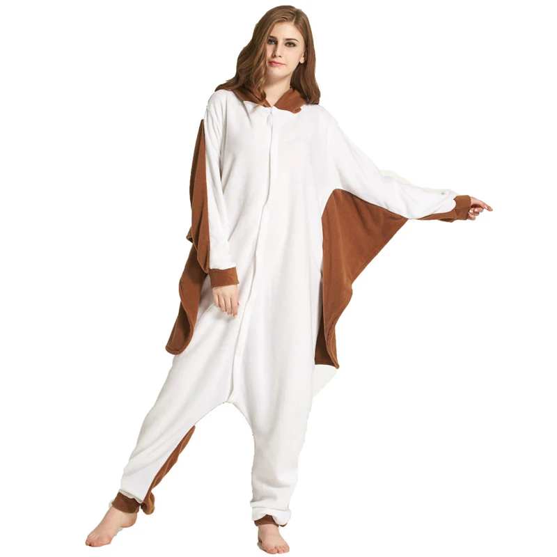 Flying Squirrel Kigurumi Pajamas Animal Bat Mouse Onesie For Adults Women Men Sleepwear Overall One-Piece Full Body Outfits Gift