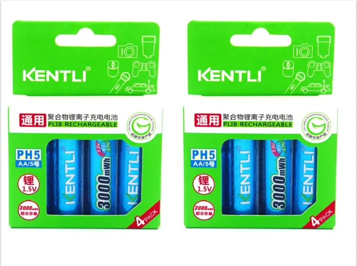 4PCS Wholesale Price KENTLI 1.5v 3000mWh AA Lithium battery rechargeable aa batteries