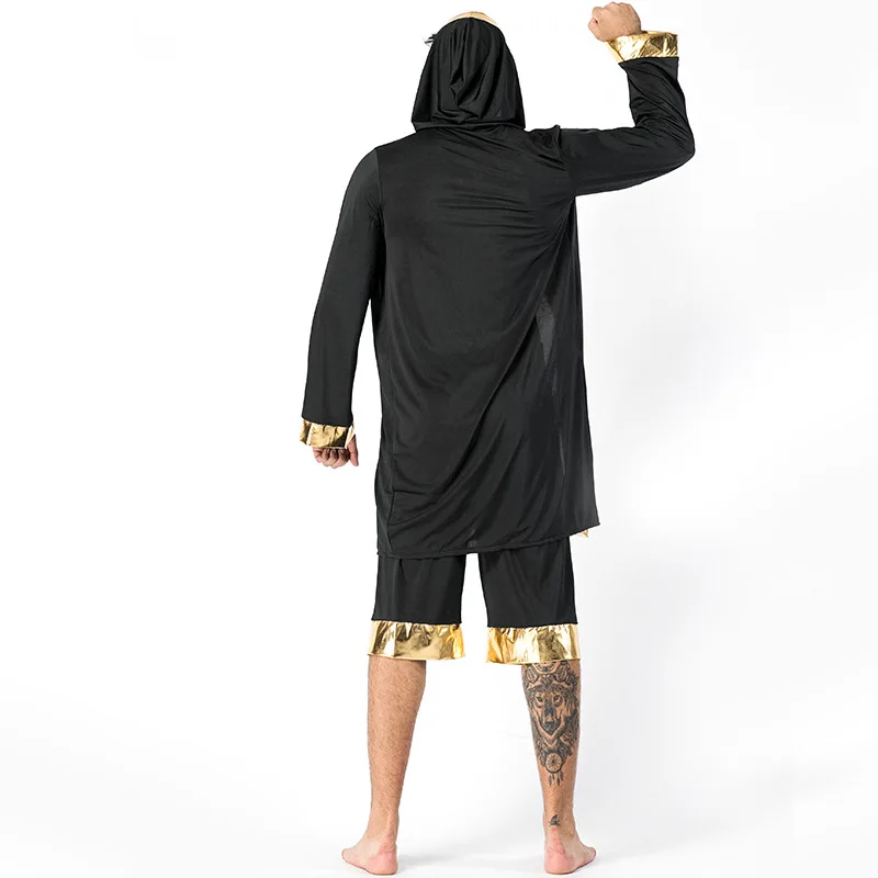 Uomo adulto nero boxe Robe Costume Boxer boxe Match Rocky Balboa Outfit Halloween Fancy Dress