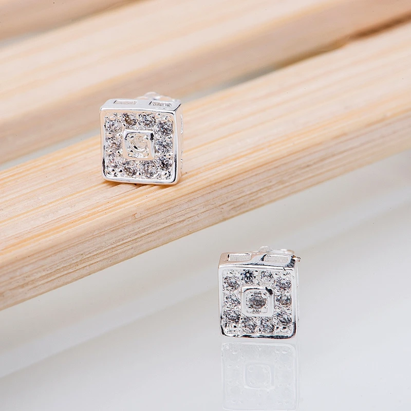 Silver Plated  earrings , Silver Plated fashion jewelry , quadrate inlaid /ciiakzpa dzqamqxa LQ-E397