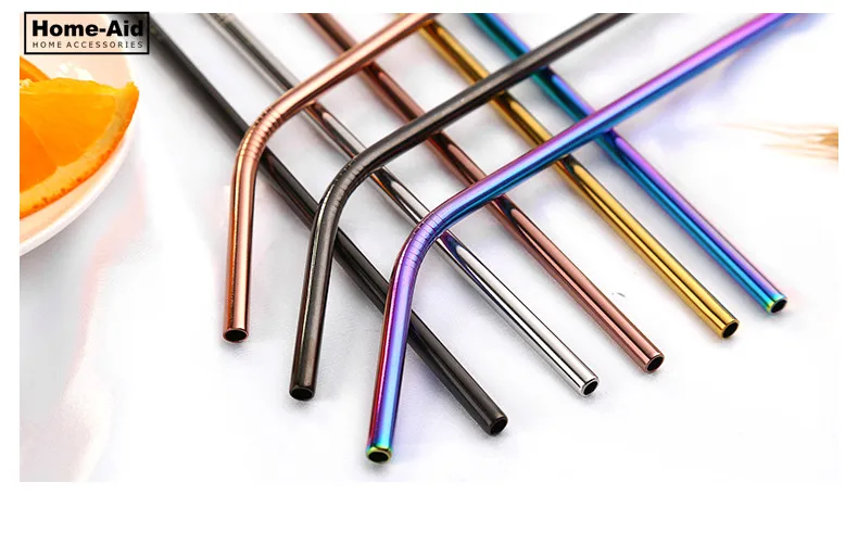 

100 PCS Stainless Steel Straw Reusable Metal Drinking Straw With Cleaner Brush For Home Party Barware Bar Accessories