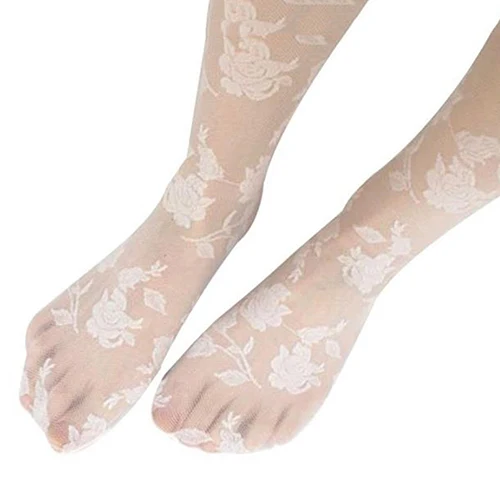 Wholesale Women Fashion Rose Pattern Tight Lace Pantyhose Sexy See-through Stockings