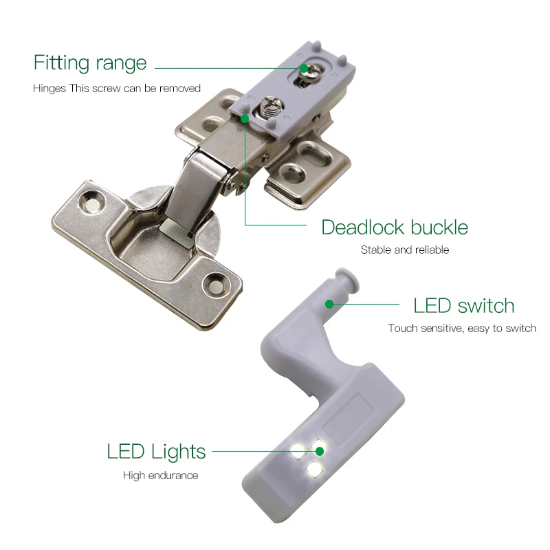 Imagem -06 - Incluir Bateria Led Gabinete Dobradiça Luz da Noite Sensor de Luz para Cozinha Sala Estar Quarto Armário Armário Armário Porta Lâmpada