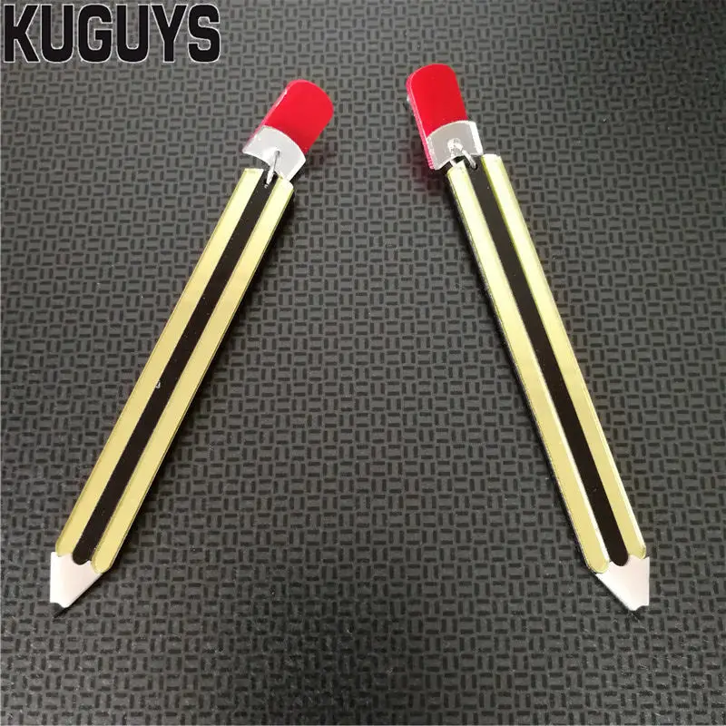 KUGUYS 11cm Long School Teacher Earrings for Women Graduation Gift Gold Color Mirror Acrylic Jewelry