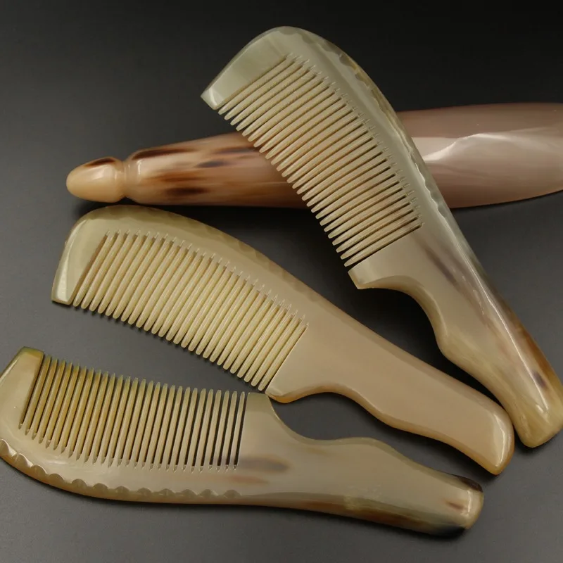 Hairbrush Combs For Girl Natural Anti Static Buffalo Horn Art Comb Hair Care Gua Sha Massage Brush Narrow Teeth Straight Gift