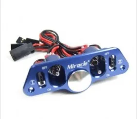 Original Miracle CNC Aluminum Twin Power Switch with Fuel Dot / Futaba JR Plug / Cables for RC Gasoline Airplane /Boat - Blue