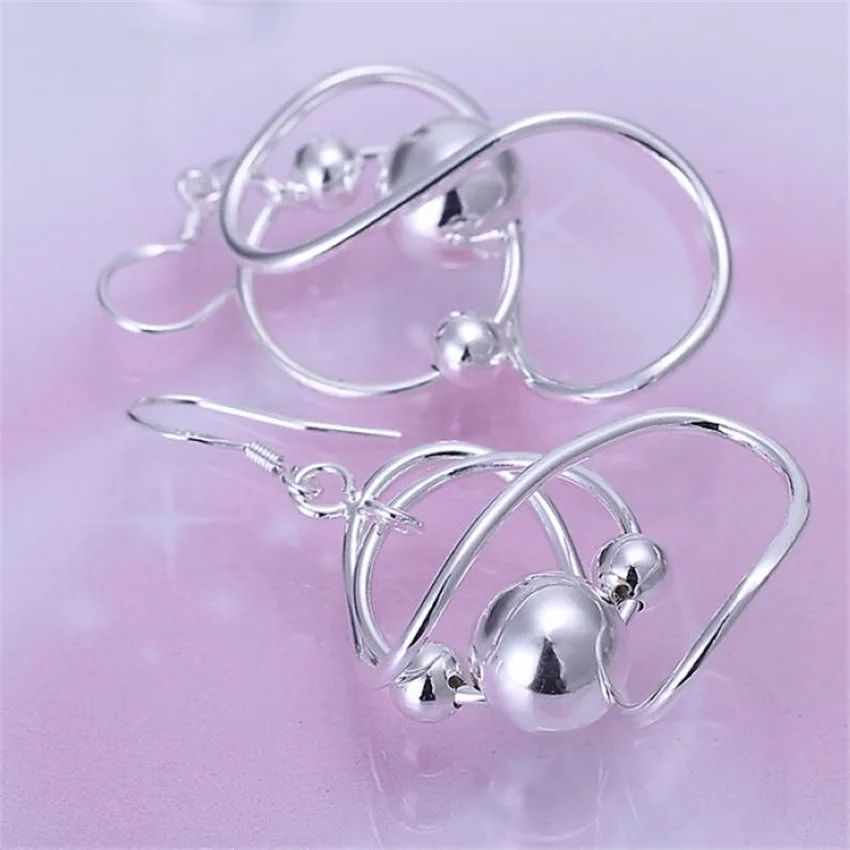 wholesale silver color earrings Beautiful cute Beads charms wedding women lady high quality fashion classic jewelry E071