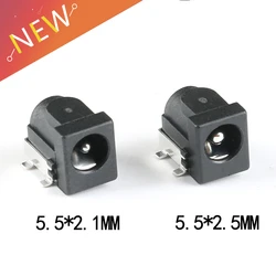 10Pcs SMD DC-005 DC-050 DC Power Jack Socket Connector DC005 5.5*2.1mm 5.5*2.5mm 2.1 / 2.5 socket Round the needle Black copper