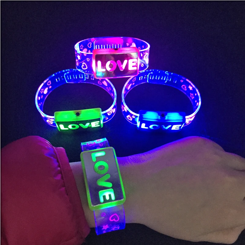 25pcs Costume Led Gafas Led Flashing Wrist Band  Luminous Hand Ring Led Bracelet Christmas Party Accessories Birthday Gifts