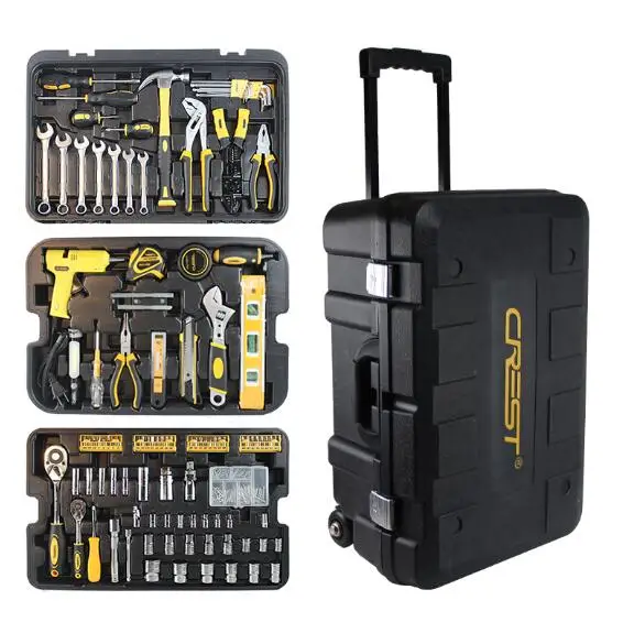 

Multi-function Household Maintenance Combination Tool Wrench Screwdriver Knife Hand Tool Set With Rolling Tool Box 105255