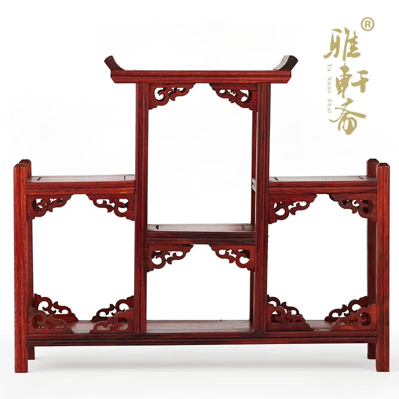 High-grade mahogany wood display shelf small objects frame tea booth frame teapot base