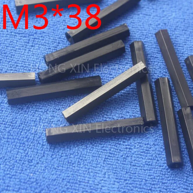 M3*38 black 1 pcs Nylon 38mm Hex Female-Female Standoff Spacer Threaded Hexagonal Spacer Plastic Standoff Spacer high-quality