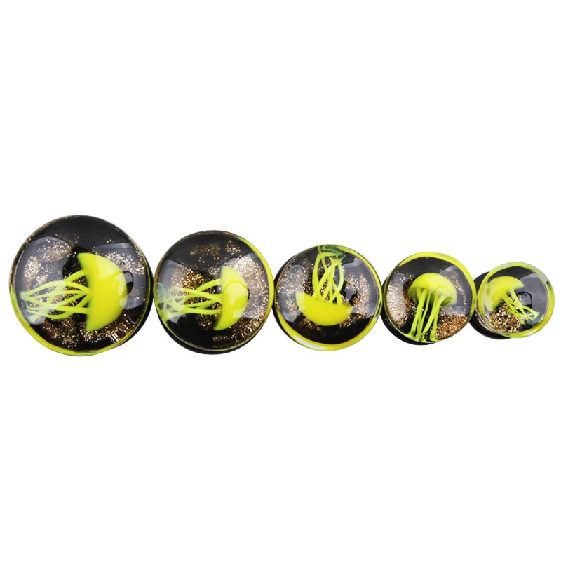 New Product 8mm-16mm Glass Ear Plug Earrings Body Piercing Jewelry Fashion Yellow Jellyfish Ear Gauges Percing Plug Body Jewely