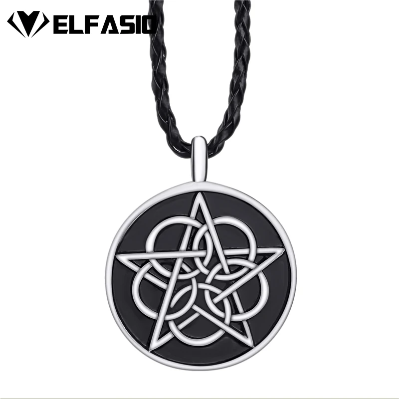 Mens Circle Knot Star Silver Black Pewter Pendant Necklace Free Shipping LP280