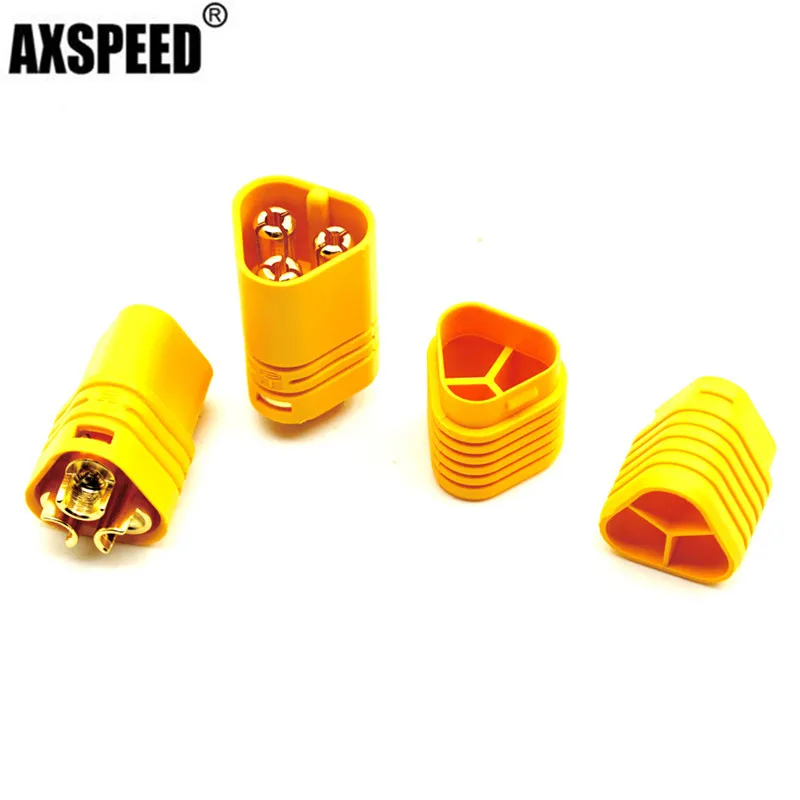 AXSPEED 1/5Pairs MT60 3.5mm Motor Plug Connector 3-pin Bullet Plug for RC Battery ESC to Motor