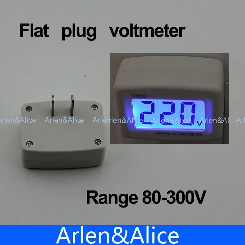 US Flat Plug LCD AC Digital Voltage meter Voltmeter  80-300V Switch Volt Power Monitor AC Panle Meter blue backlight