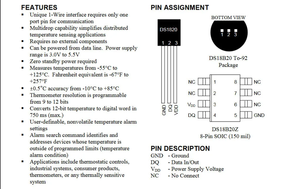 5/10/50 teile/los Sensor Elektronische Chip DS18B20 ZU-92 18B20 Chips Temperatur Sensor IC 18b20 Diy Elektronische – Detail 2