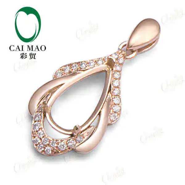 

CaiMao Semi Mount Pendant Pear cut Settings & 0.38 ct Diamond 18k Rose Gold Gemstone Engagement Fine Jewelry