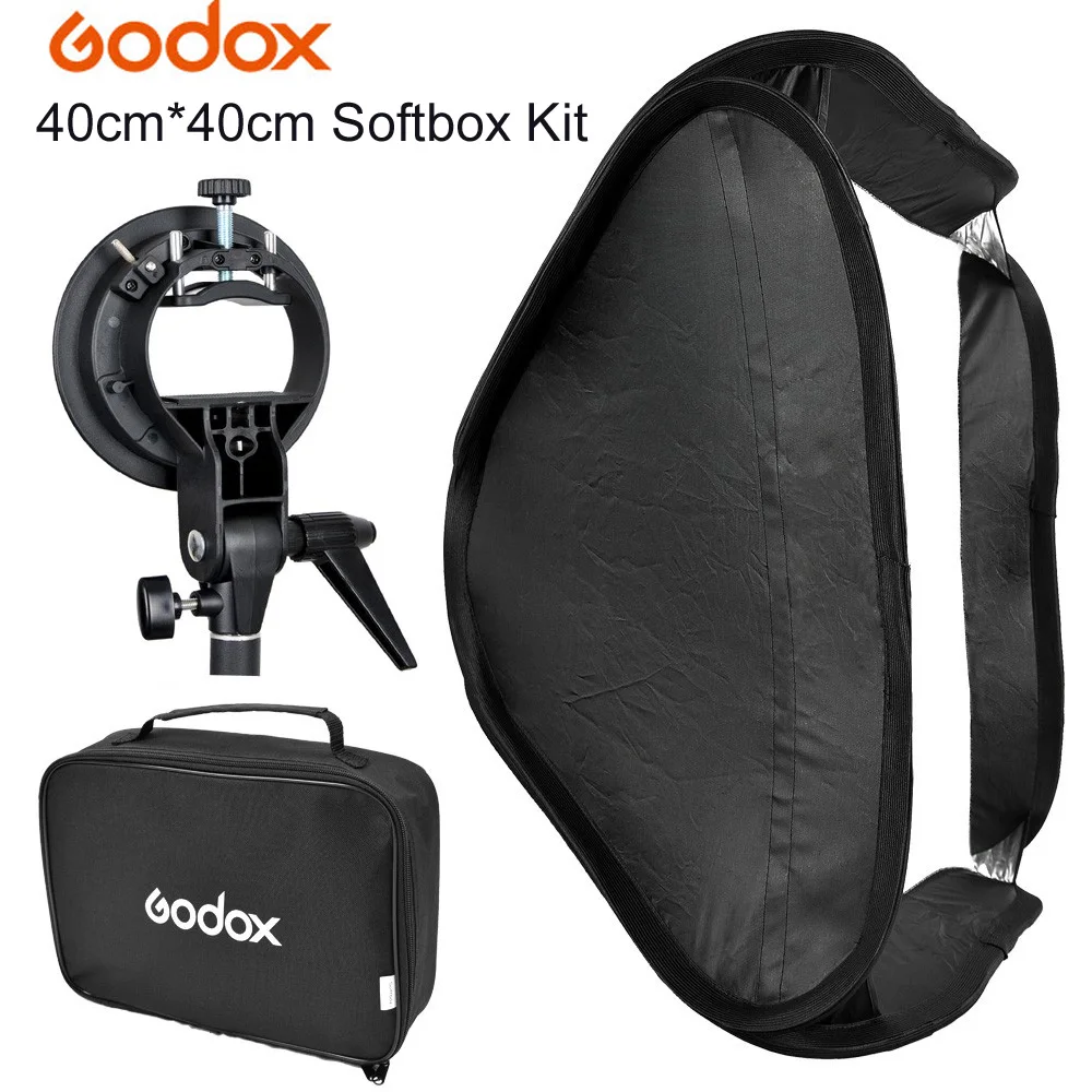 GODOX Fold Portable Photo Studio Softbox Diffuser 40 x 40cm with S-Type Bowens mount Bag Kit for Flash Speedlite Beauty Dish