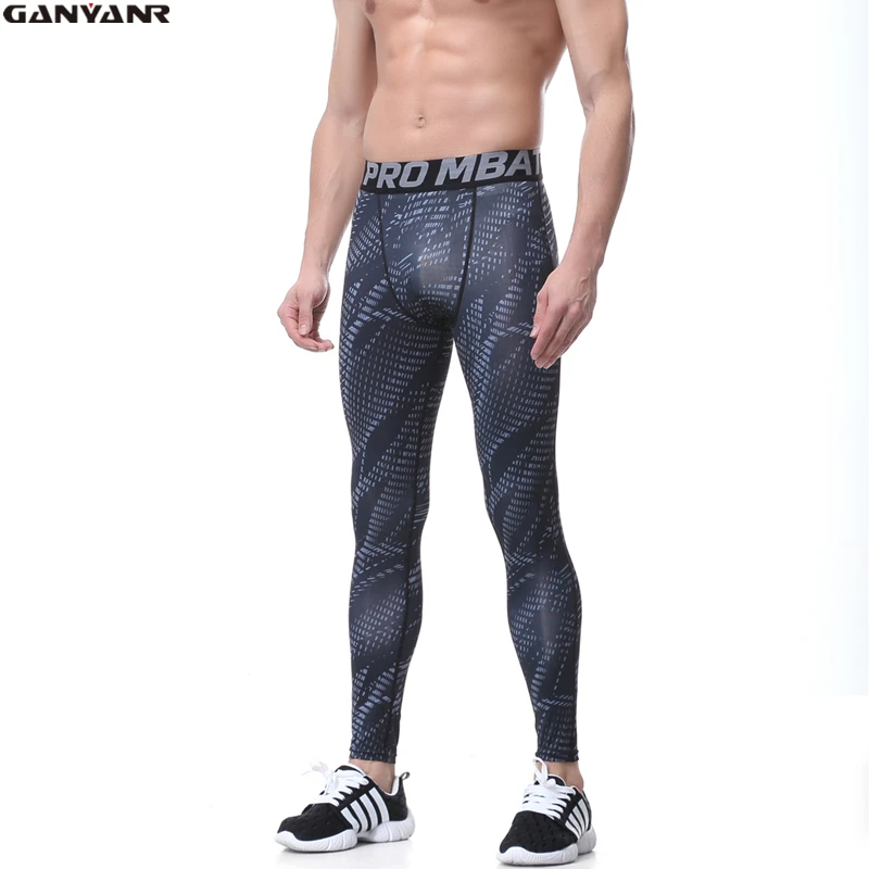 

GANYANR Brand Running Tights Men Sports Leggings Compression Pants Fitness Spandex Gym Long Trousers skinny Yoga Jogging Winter