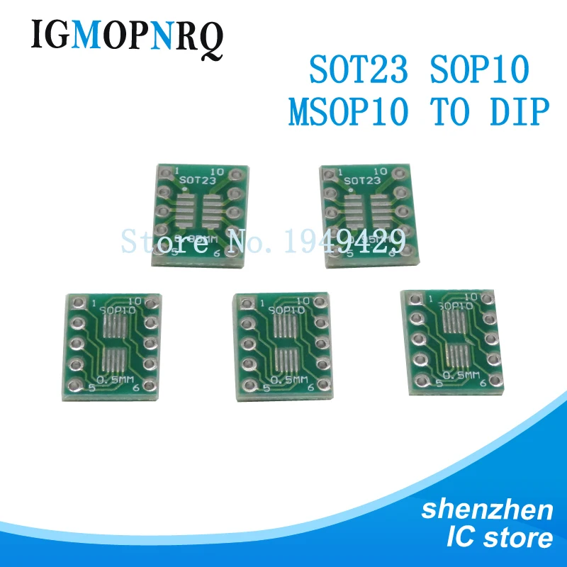 10PCS SOT23 MSOP10 UMAX to DIP10 Transfer Board DIP Pin Board Pitch Adapter NEW