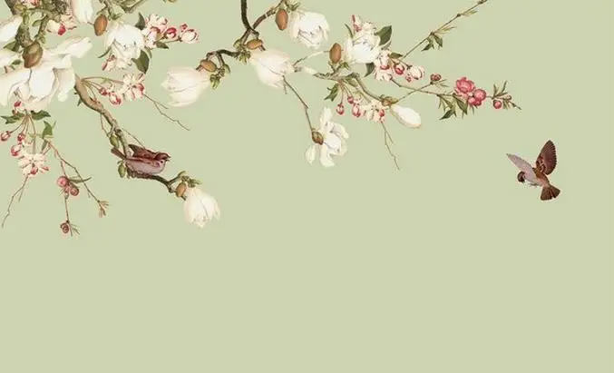 

3d wallpaper for room Retro flowers and birds hand painted background wall custom 3d wallpaper living style wallpaper