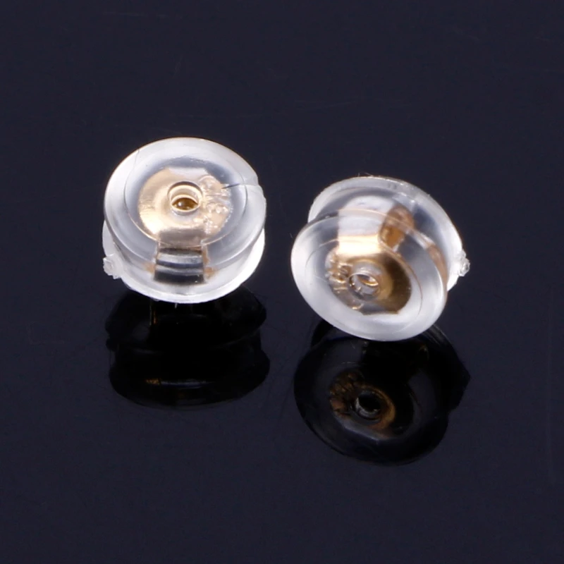 Boucles d'oreilles haute qualité en Silicone, champignon rembourré, or 18K, argent 10 pièces