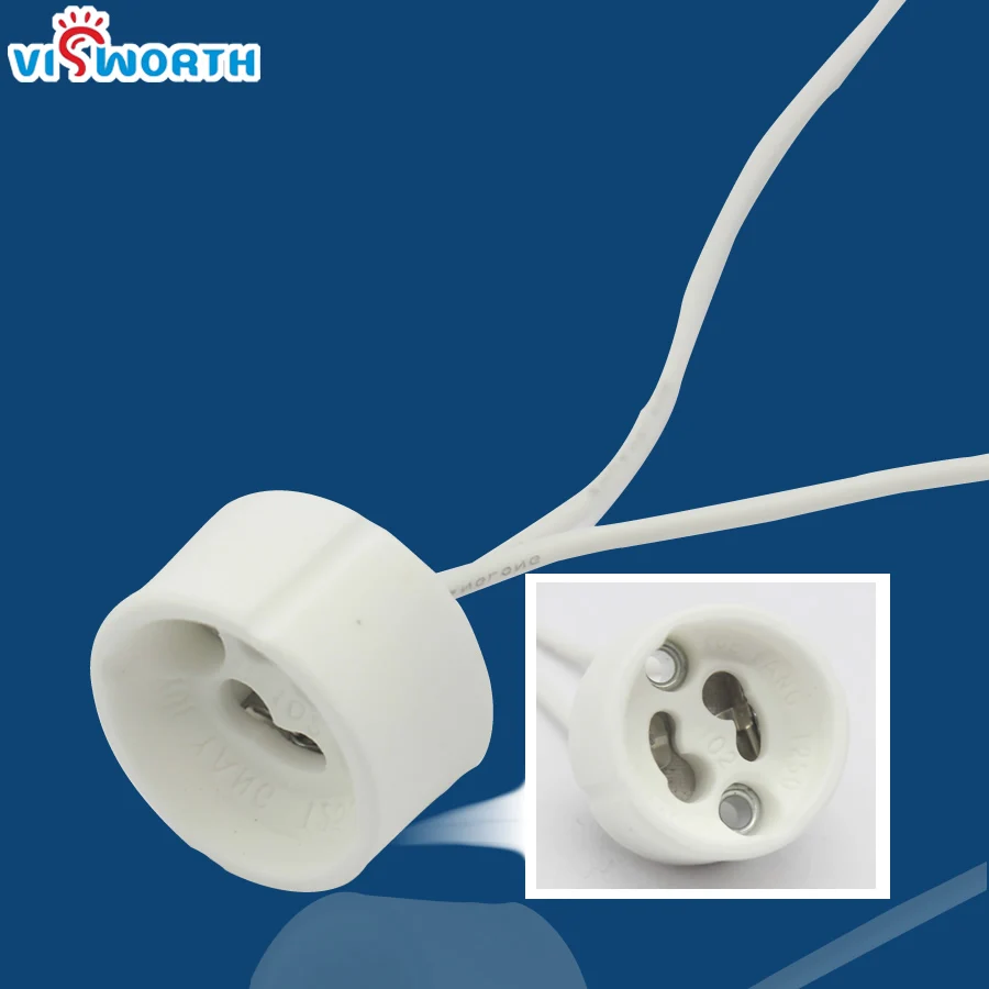 

Gu10 Lamp Bases Gu10 Holder White Ceramic Body Socket With 10cm Cables Wire