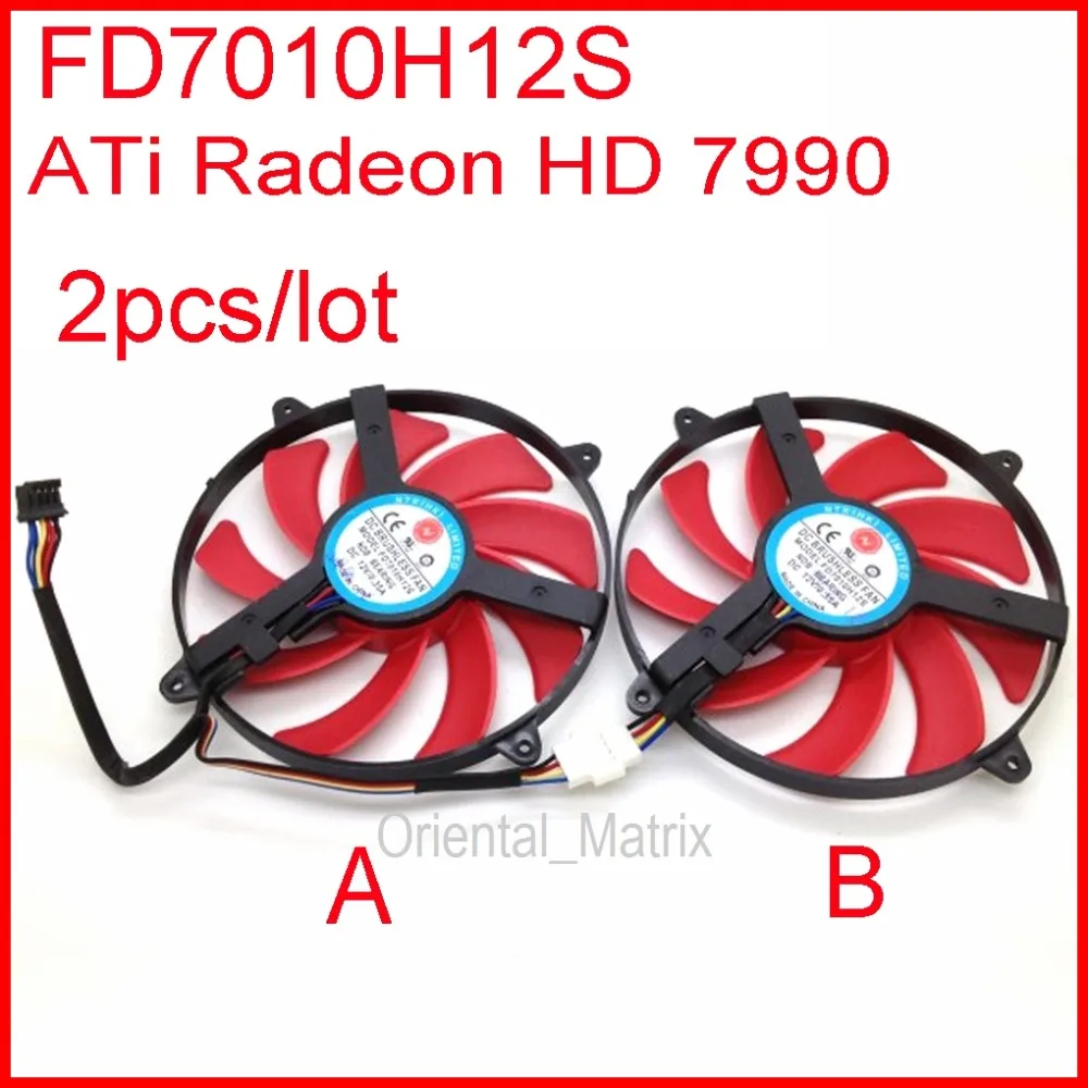 2pcs/lot NTK FD7010H12S 9cm DC 12V 0.35A For ATi Radeon HD 7990 (3 Fan Model) Graphics Card Cooling Fan