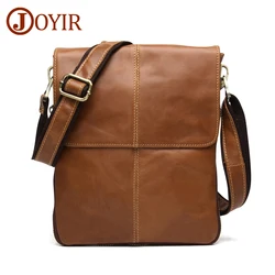 JOYIR-bandolera de cuero genuino con solapa para hombre, bolso cruzado informal, pequeño