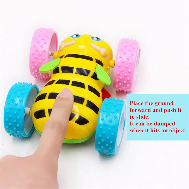 1 pz plastica Clockwork Toys Cartoon inerziale Double sided Bee dumper Wind Up Clockwork Toy giocattolo educativo per bambini