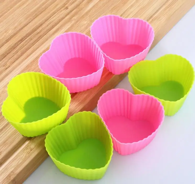 1000pcs/lot, Silicone Cupcake Cases Heart Shaped Cake Baking Molds Cup Set Kitchen Craft Tool Bakeware Pastry Tools Cake Mold