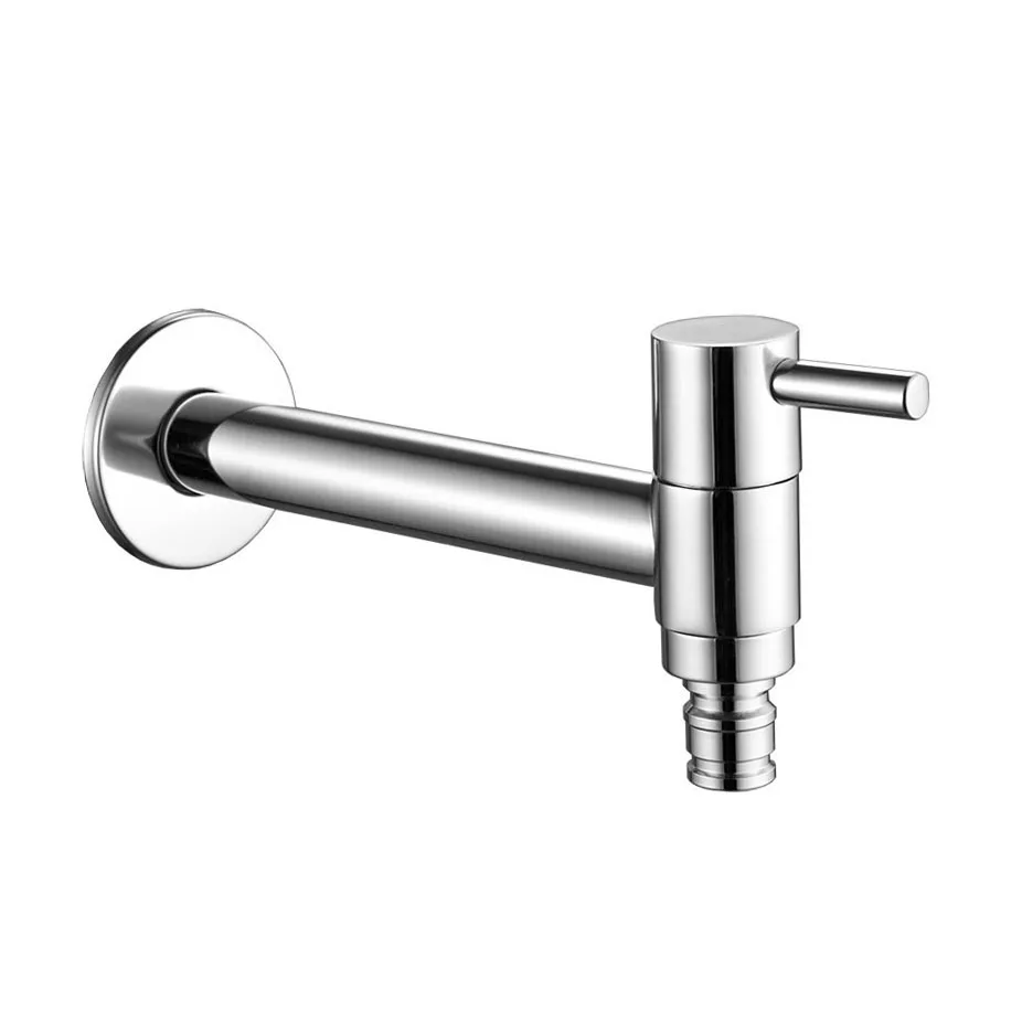 Extra Long Brass Chrome Laundry Bathroom Wetroom Washing Machine Faucet Wall Mounted Sink Tap Spigot Bibcocks 2630021L