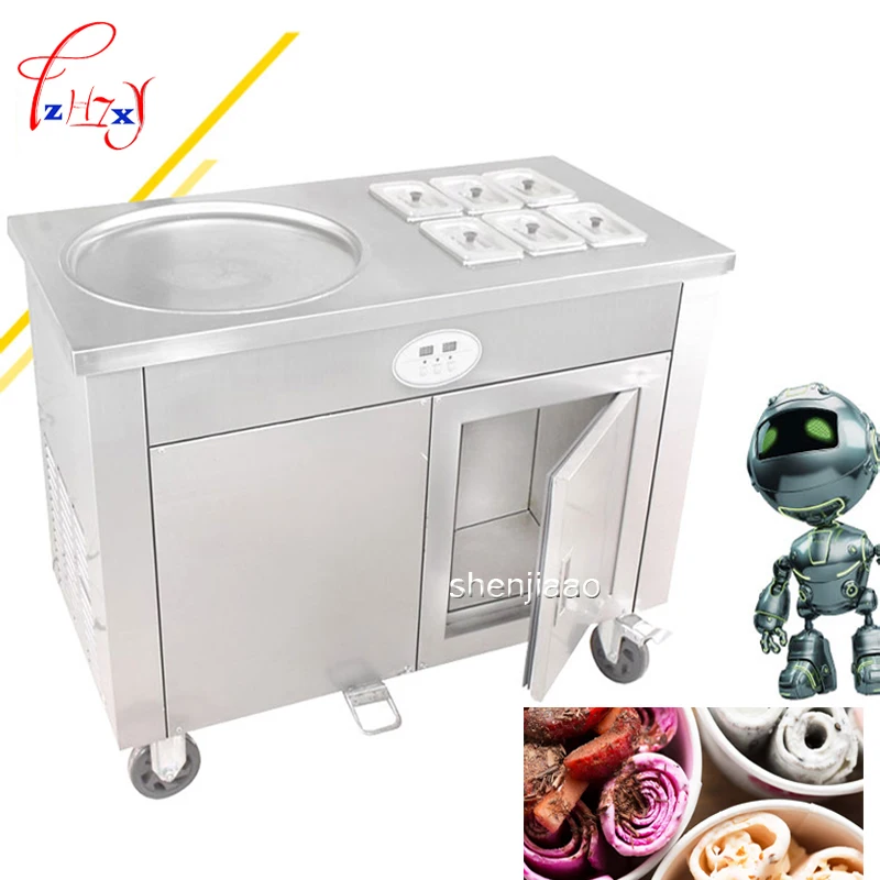 1 unidad de olla individual con gabinete de almacenamiento en frío, rollo de helado frito comercial, máquina de yogur frito CBJY-1D6A, máquina de rollo de leche frita