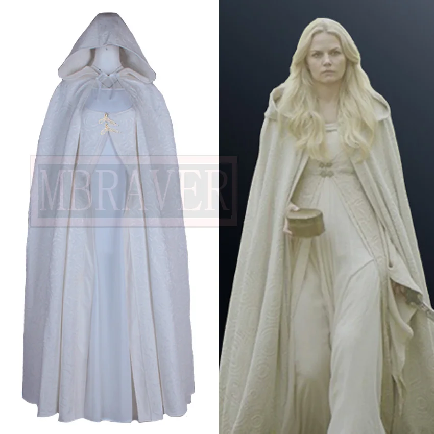 Once Upon a Time Emma Swan White Dress Cosplay Costume Halloween Uniform Outfit Custom Made Any Size