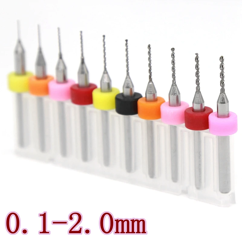 0.1-2.0mm 10PCS Carbide PCB Drill Bit CNC Router Wood Drilling Tools Engraving Machine Accessories