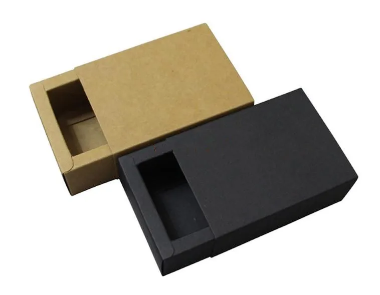 

20pcs/lot-16*10.2*5.5cm Black Kraft Drawer Box Handmade Soap Gift Craft Jewel Macaron Packaging Party Gift Paper Boxes