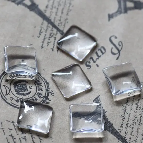 Free Shipping - 12X12mm Clear Glass Domes Square Shape Cabochon Cameo Cover Cabs for Diy Jewelry Findings Settings Wholesale