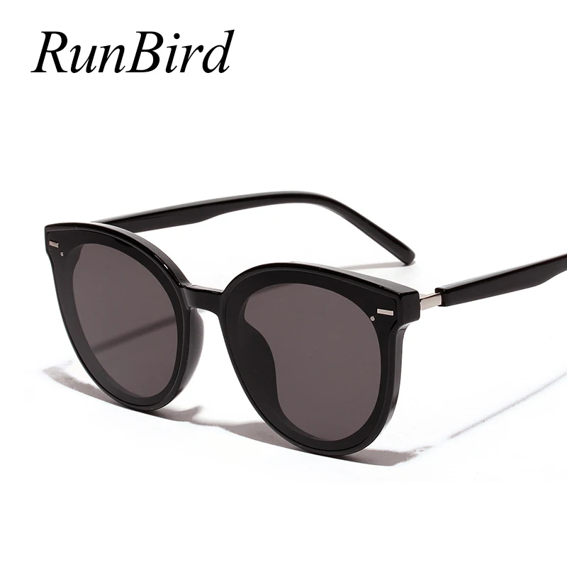 

RunBird Korea Sunglasses Women Men luxury Brand Oversize Cat Eye Sun Glasses UV400 Points 2019 lunette Shades For Women 5367