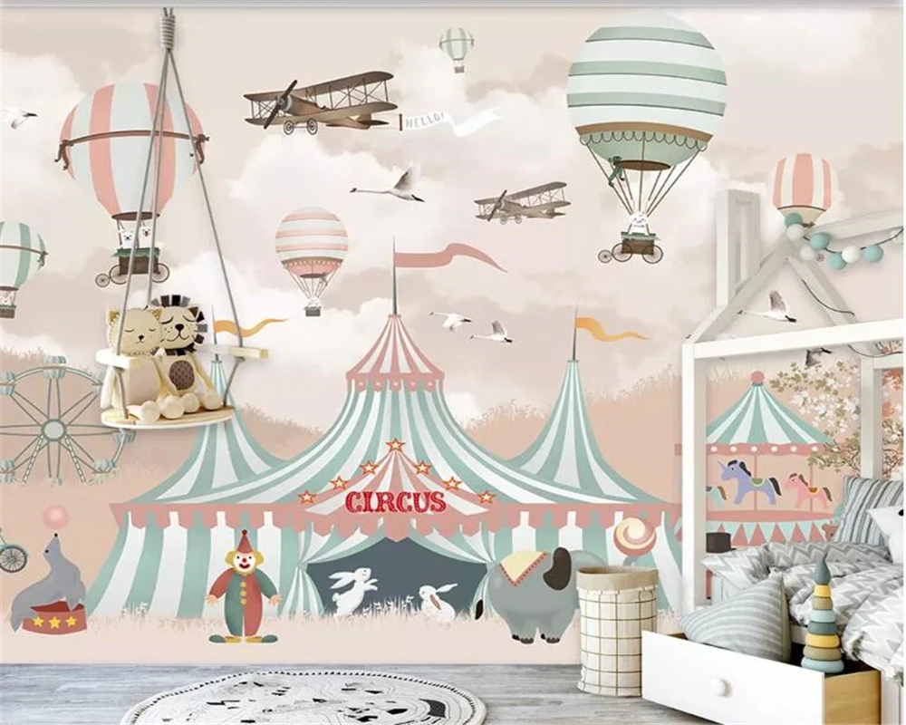 

beibehang Custom wallpaper 3d 3 photo mural cartoon hot air balloon background wall painting children's room 3d wallpaper mural