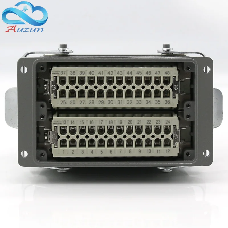 HDC-HE-048 Rectangular heavy duty connector  48 pins  aviation plug interface top line and side line 16A 500V double set screw
