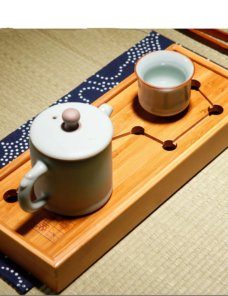 1PC Seven star Kung Fu Tea Set Natural Bamboo Tea Tray Rectangular Traditional Bamboo Puer Tea Tray Chahai Tea Table MF 026