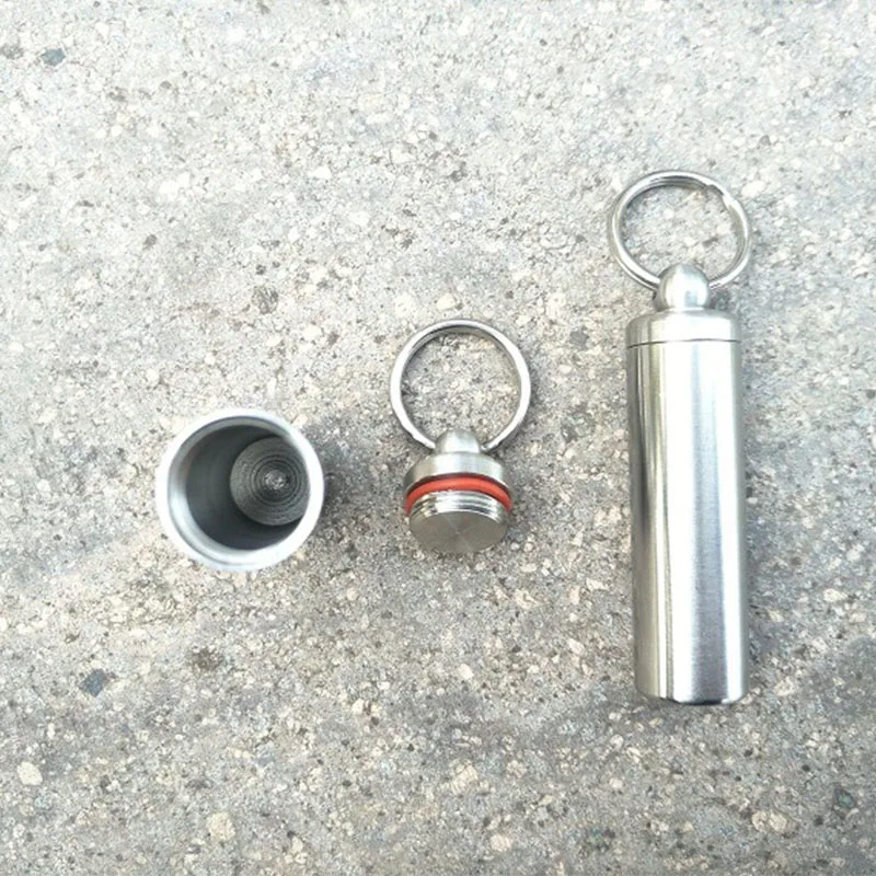 Outdoor Stainless Steel 304 Sealing Box Mini Metal Waterproof Medicine Tank 15MM Diameter Stainless Waterproof Pill Bottle