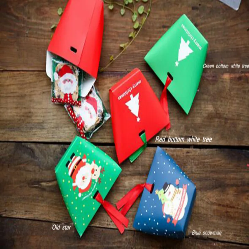 

3PCS Christmas Gift Box New Santa Claus Christmas Tree Snowman Series Simple Cartoon Trapezoid Box Gift Bag Candy Box 12*10CM