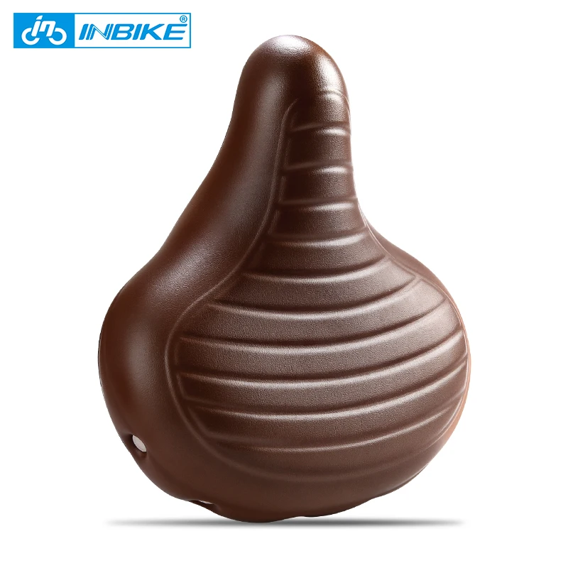 INBIKE-부드러운 와이드 자전거 안장, 편안한 자전거 좌석, 빈티지 자전거 PU 안장 패드, 방수 자전거 부품 액세서리, S16286