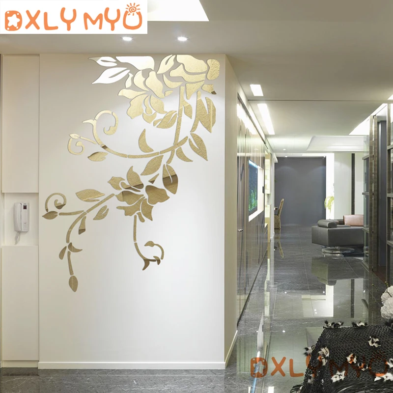 DIY Spring Nature Fresh Vivid Plant Wall Sticker Decorative Mirror Wall Stickers For Entrance Wall Decor Living Room Decoration