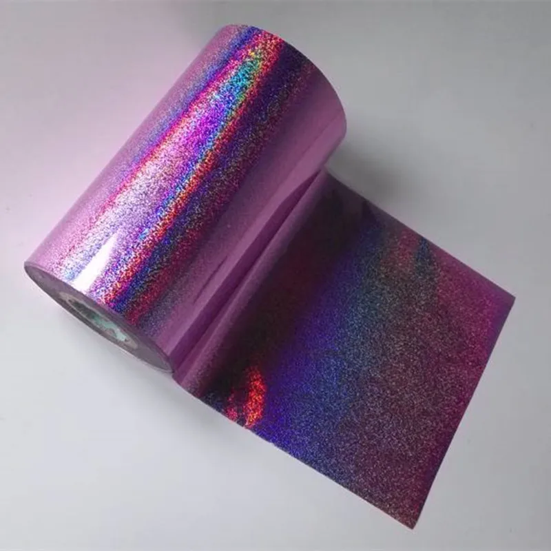 Holographic foil quicksand pattern pink color T01 hot press on  paper or plastic stamping foil transfer film 21cm x 120m