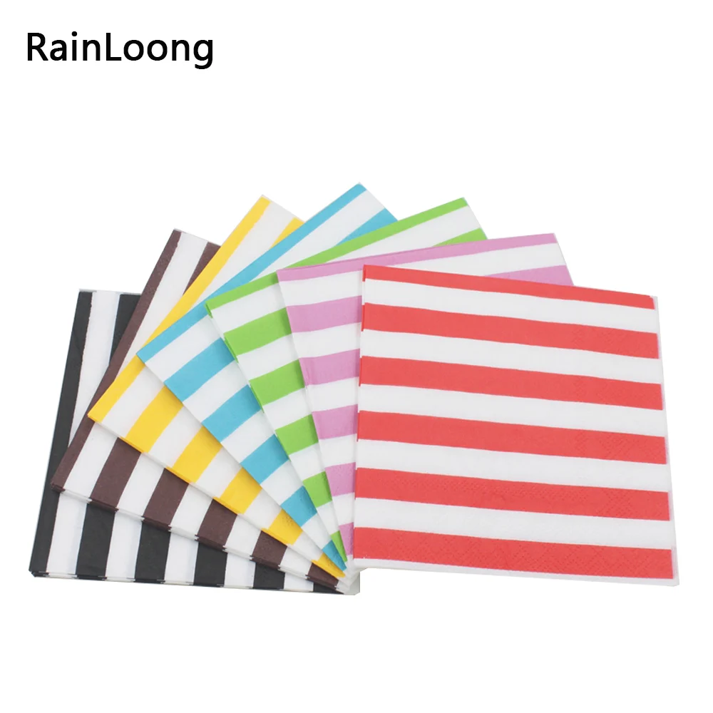 [RainLoong]  Wave Chevron Paper Napkin For Children Tissue Printed Napkins Supply 25cm*25cm (20pcs/pack)