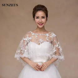 Red/Ivory Lace Wraps Cheap Bridal Wedding Bolero Girls Summer Dress Accessories Shawl Evening Dress Jacket chaqueta mujer S460