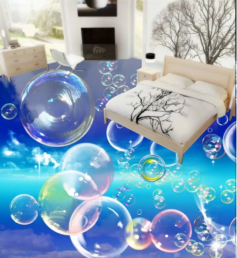 

3D wallpaper floor for living room circle color PVC waterproof floor Home Decoration 3d floor painting